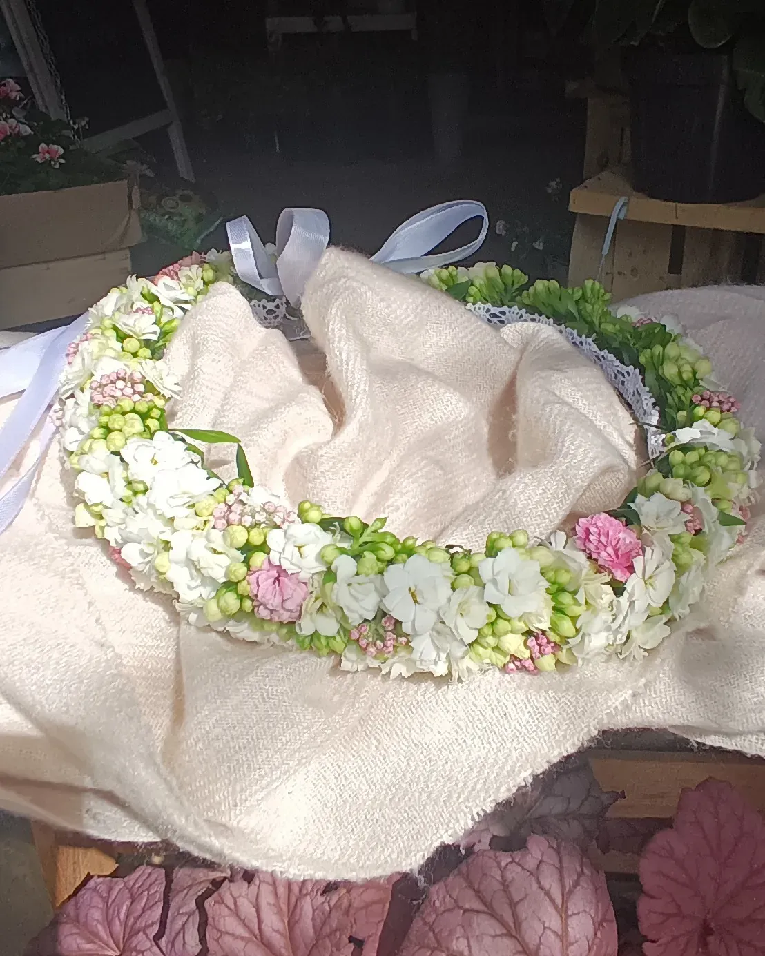 Pastelowy wianek komunijny - Wiosenna Pracownia Florystyczna, Kraków